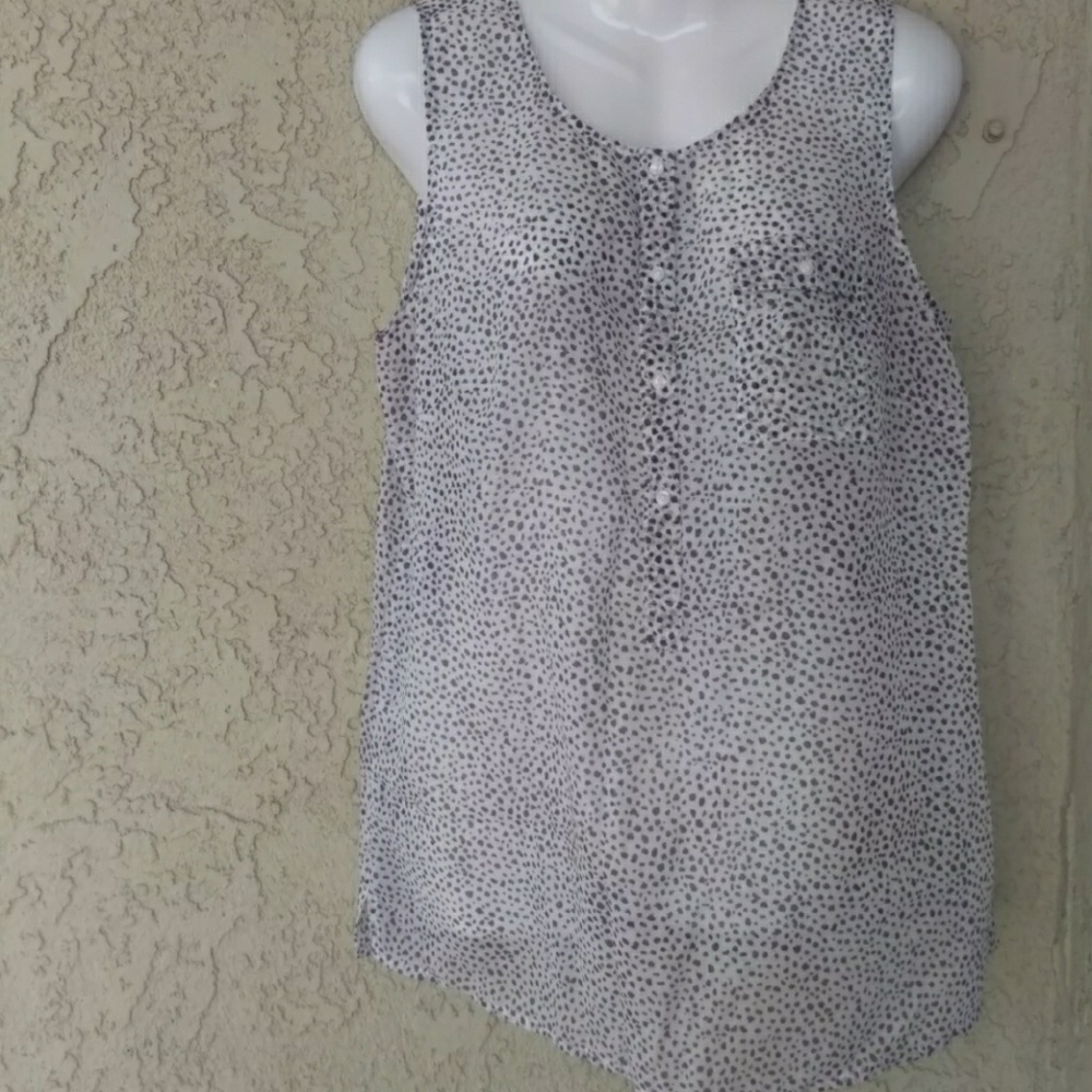 Ann Taylor chiffon brown and white sheer tank